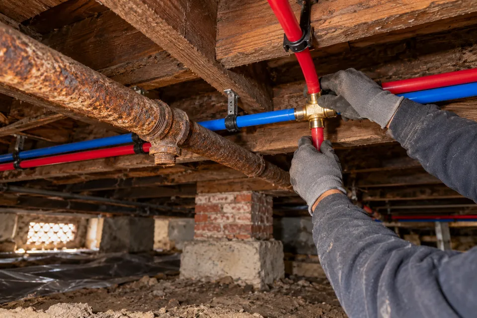 Crawlspace repipe in a 1920s Downtown Colton home