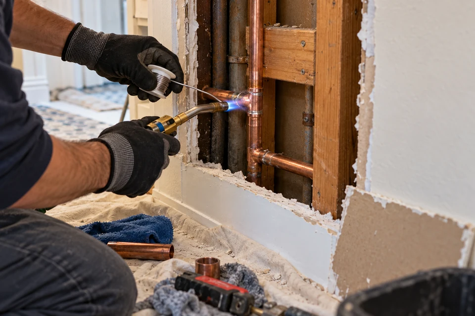 Copper pinhole leak repair in East Colton Heights