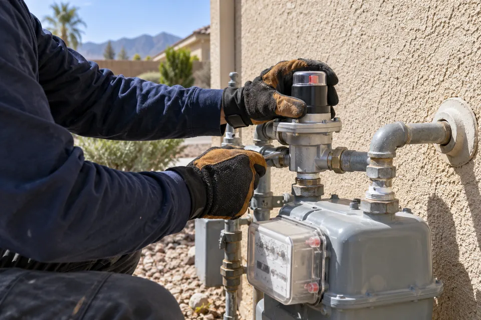 Earthquake gas shutoff valve installation in Highland