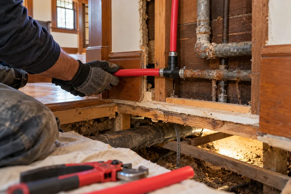 Galvanized repipe in a historic Redlands craftsman home