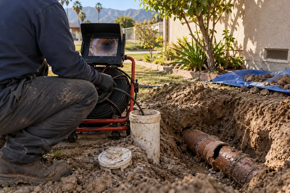 Sewer camera inspection and clay pipe repair near Mill Street
